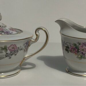 Creamer and Covered Sugar Bowl Set - Mid Century 1950s Noritake China - 5147